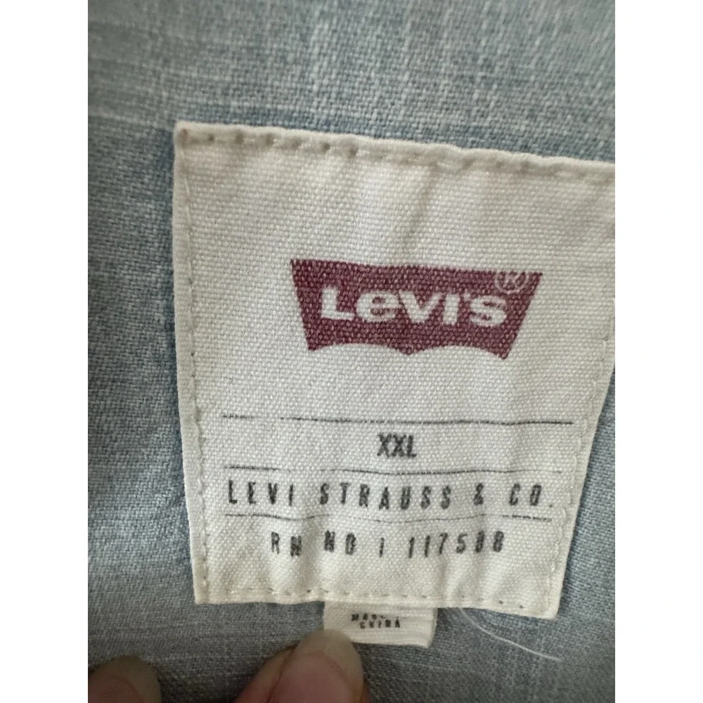 Levi's Denim Long Sleeve Western Shirt Men's XXL Pearl Snap Light Blue 3LYLW2262